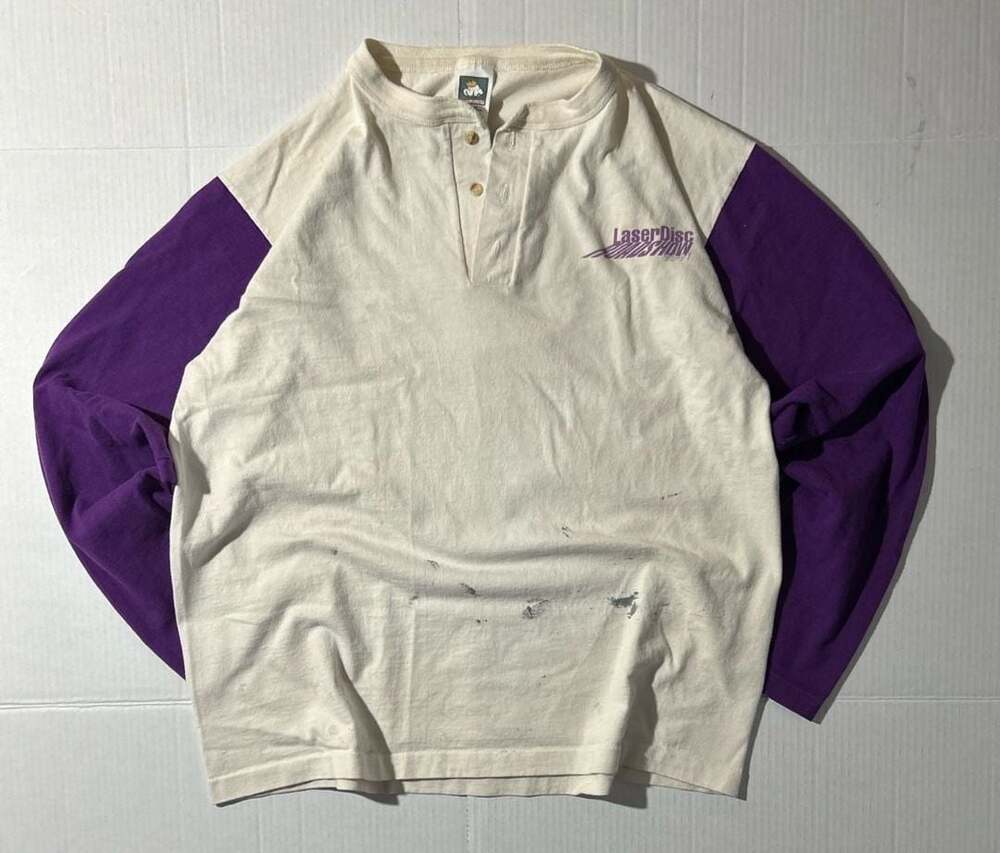 VTG RARE Y2K 1996 LaserDisc Roadshow 96-97 Tour Long Sleeve Henley Shirt